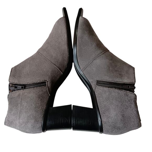 Munro Suede Open Toe Heels Sandals Comfort Shoes 9.5 Gray Zip Block Heel Travel - Picture 9 of 10